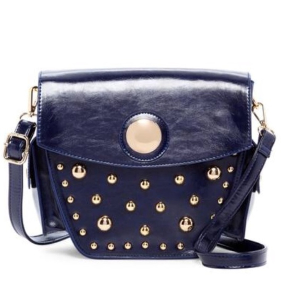 Victorian Blue Studded Cross-Body Handbag - Picture 3 of 6